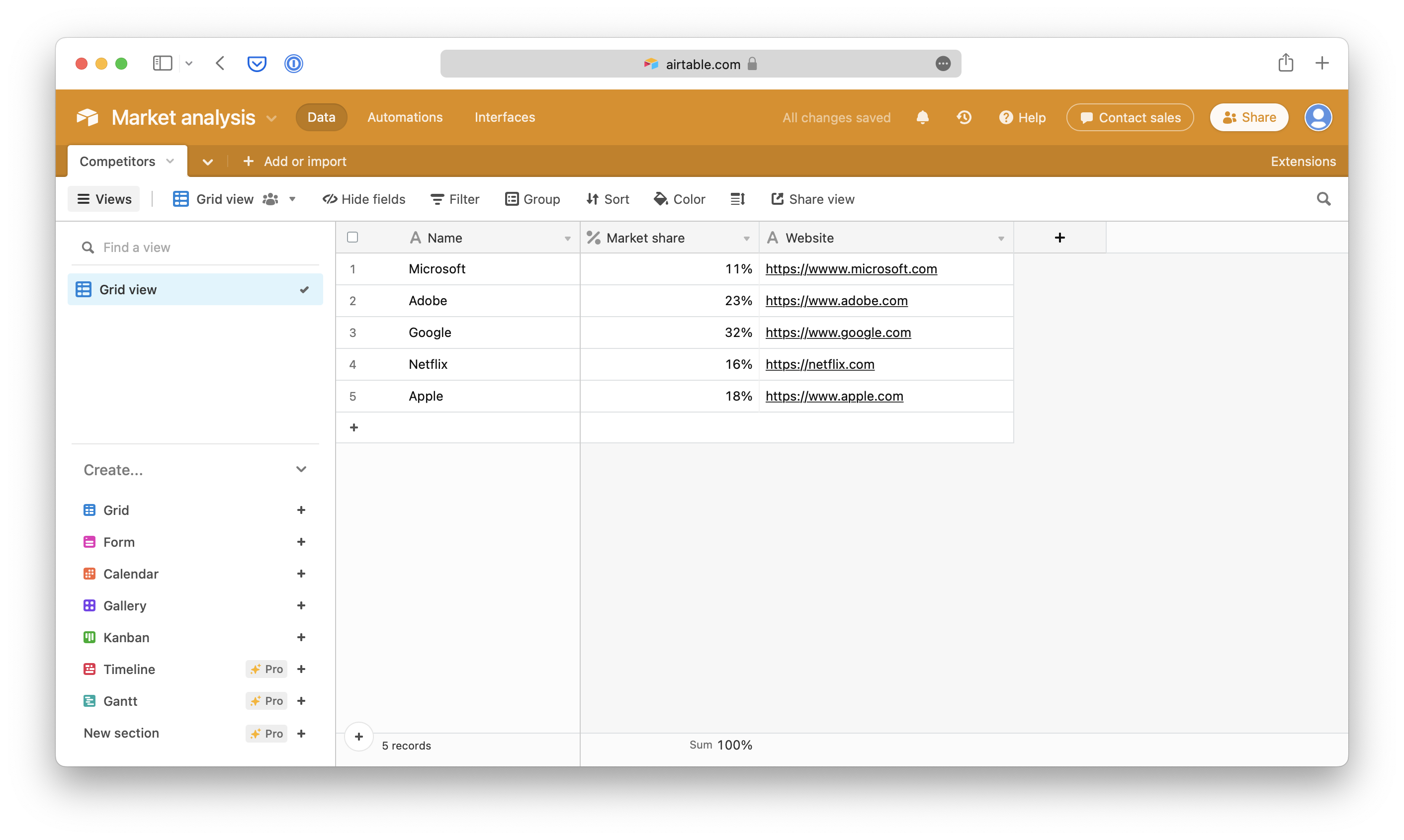 Airtable example