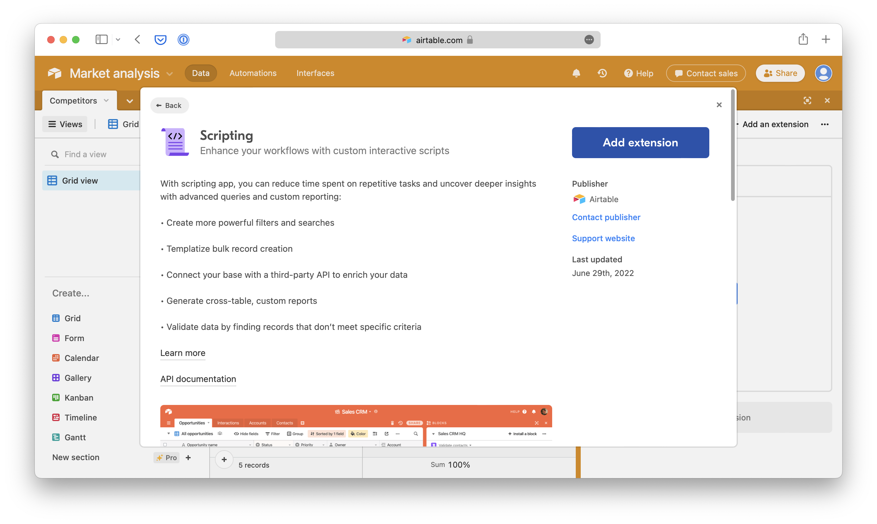 Airtable scripting extension
